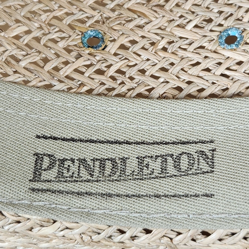 PENDLETON Men's Hat Medium Straw Made USA Fedora Wide Brim Outdoor Western - Picture 6 of 10